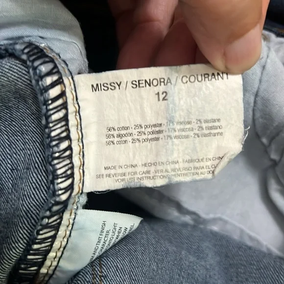 Adrienne Vittadini Blue Skinny Ankle Jeans Size 12 Mid Rise Classic Nautical - Picture 11 of 12